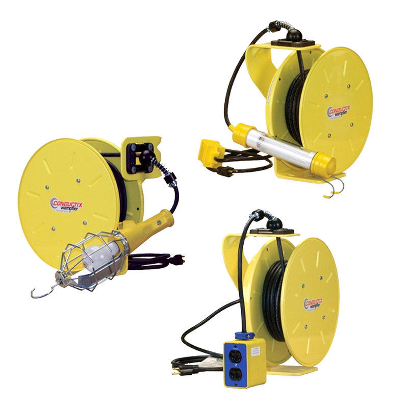 Giratorio para Montaje en la Pared Incluido Material de Montaje Soporte Enrollador Giratorio de 180° ECD Germany Carrete de Cable Automático 15 m 1,2 m Tambor Distribuidor de Energía Eléctrica